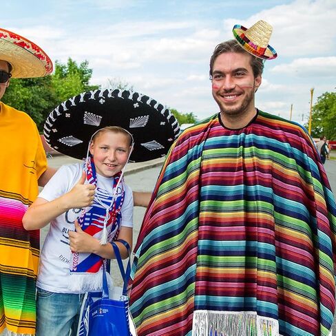 4 قطع من قماش سينكو دي مايو المكسيكي سيراب بونشو فييستا وعصابات رأس سمبريرو المكسيكية زي سينكو دي مايو زي سينكو دي مايو زي فييستا بونشو in Kuwait