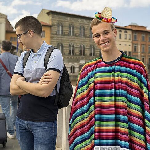 4 قطع من قماش سينكو دي مايو المكسيكي سيراب بونشو فييستا وعصابات رأس سمبريرو المكسيكية زي سينكو دي مايو زي سينكو دي مايو زي فييستا بونشو in Kuwait