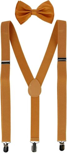 CTM® Men's Solid Fashion Color Bow Tie and Suspender Set in Saudi Arabia