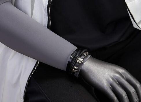 COOLSTEELANDBEYOND Ace Spade Bead Charms متعدد حبلا أسود مضفر سوار من الجلد التفاف معصمه للرجال والنساء in Saudi Arabia