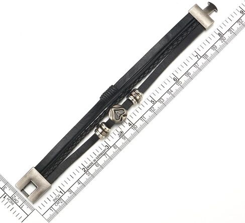 COOLSTEELANDBEYOND Ace Spade Bead Charms متعدد حبلا أسود مضفر سوار من الجلد التفاف معصمه للرجال والنساء in Saudi Arabia