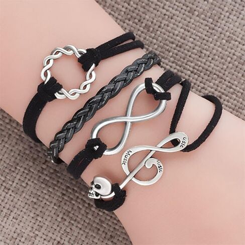 Infinity Double Heart Love Leather Wrap Rope Bracelet For Girlfriend in Saudi Arabia