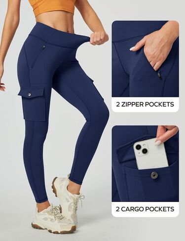 Ewedoos Leggings with Pockets Waterproof Leggings for Women Tummy Control UPF50+ Hiking Pants Outdoor Workout Yoga Pants in Kuwait