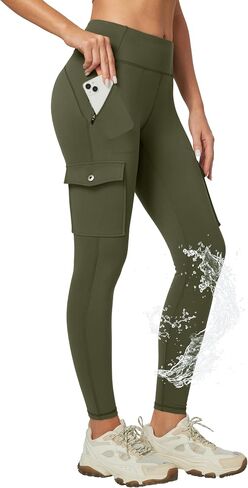 Ewedoos Leggings with Pockets Waterproof Leggings for Women Tummy Control UPF50+ Hiking Pants Outdoor Workout Yoga Pants in Kuwait