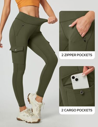 Ewedoos Leggings with Pockets Waterproof Leggings for Women Tummy Control UPF50+ Hiking Pants Outdoor Workout Yoga Pants in Kuwait