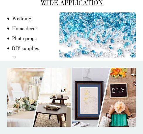 DomeStar 5000PCS Fake Ice Rocks, Mini Fake Clear and Blue Acrylic Crushed Ice Rocks for DIY Craft Wedding Vase Fillers in Saudi Arabia