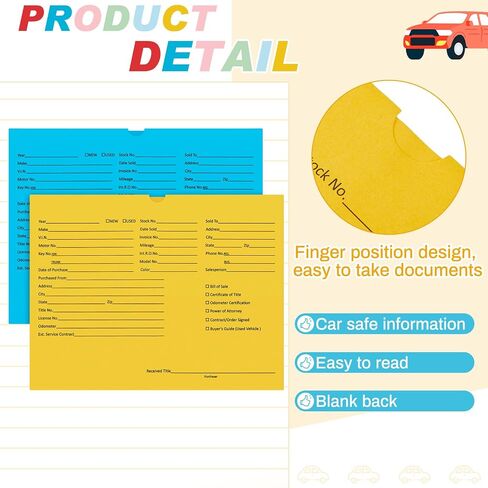 120 Pcs Vehicle Dealer Jackets for Car Sales Colored Printed Deal Envelopes Dealership Supplies File Jackets Automotive Folders for Car Dealerships, 9 x 12 Inch,32lb(Baby Blue) in Saudi Arabia