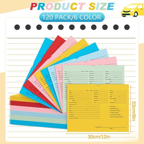 120 Pcs Vehicle Dealer Jackets for Car Sales Colored Printed Deal Envelopes Dealership Supplies File Jackets Automotive Folders for Car Dealerships, 9 x 12 Inch,32lb(Baby Blue) in Saudi Arabia