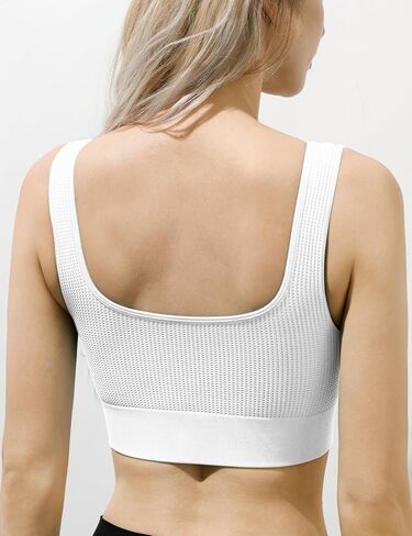 Womens U Back Sports Bra - Scoop Neck Padded Low Impact Yoga Bra Workout Crop Top with Built in Bra in Saudi Arabia