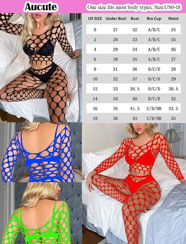 Women's Fishnet Bodystocking Lingerie Long Sleeve Mesh Top and Tights Set Sexy Club Outfits One Size in Saudi Arabia