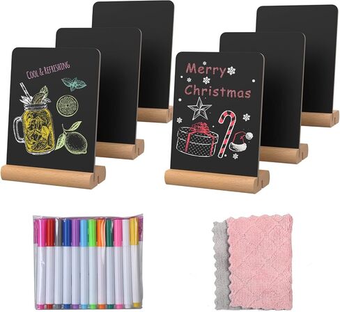 Chalkboard Signs, 6 Pack Mini Chalk Board Sign Board with Stand for Food, Buffet, Parties, Message Boards, Table Numbers (4 x 6 in) in Kuwait