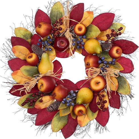 Valery Madelyn Fall Wreaths for Front Door, 24 Inch Thanksgiving Harvest Fruit Door Wreaths for Fall Porch Decor for Home, Large Autumn Wreaths for Outdoor Window Indoor Table Centerpiece in Saudi Arabia