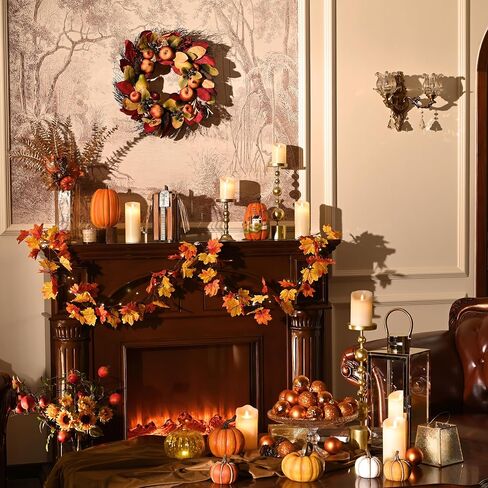 Valery Madelyn Fall Wreaths for Front Door, 24 Inch Thanksgiving Harvest Fruit Door Wreaths for Fall Porch Decor for Home, Large Autumn Wreaths for Outdoor Window Indoor Table Centerpiece in Saudi Arabia