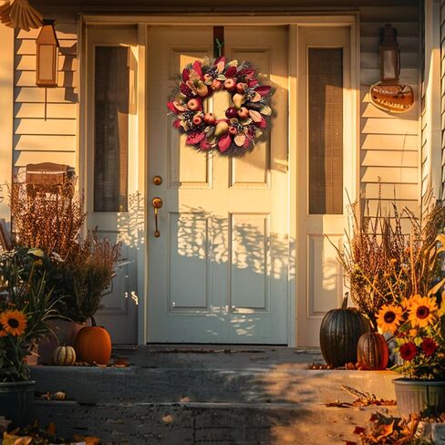 Valery Madelyn Fall Wreaths for Front Door, 24 Inch Thanksgiving Harvest Fruit Door Wreaths for Fall Porch Decor for Home, Large Autumn Wreaths for Outdoor Window Indoor Table Centerpiece in Saudi Arabia