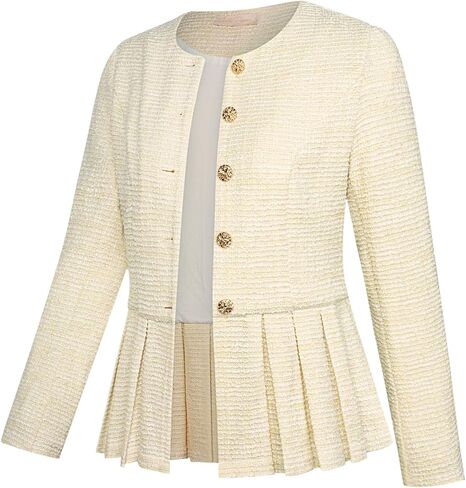 Belle Poque Jacket for Women Peplum Collarless Round Neck Button Down Ruffle Hem Jacket Casual Work Office Dressy Blazer Coat in Saudi Arabia