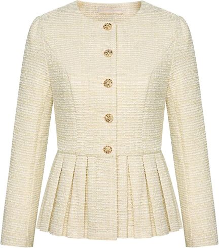 Belle Poque Jacket for Women Peplum Collarless Round Neck Button Down Ruffle Hem Jacket Casual Work Office Dressy Blazer Coat in Saudi Arabia