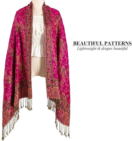 Pashmina Shawls Wraps Paisley for Women Soft Silky Reversible Rave Scarf Men in Saudi Arabia