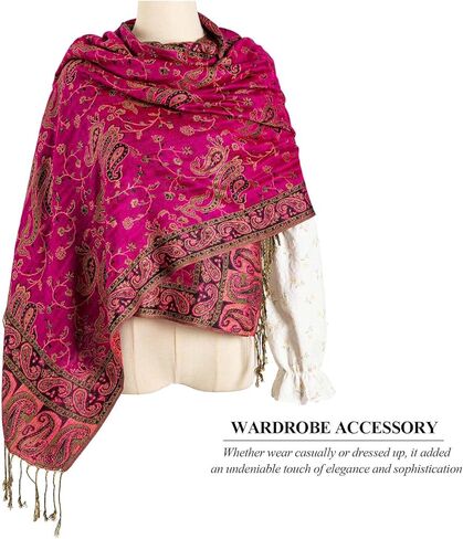 Pashmina Shawls Wraps Paisley for Women Soft Silky Reversible Rave Scarf Men in Saudi Arabia