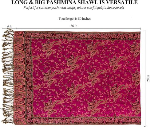 Pashmina Shawls Wraps Paisley for Women Soft Silky Reversible Rave Scarf Men in Saudi Arabia