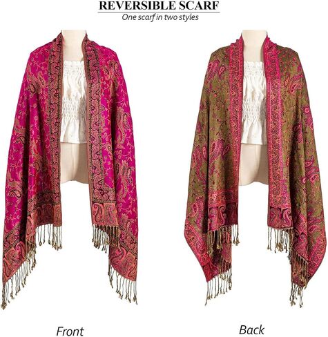 Pashmina Shawls Wraps Paisley for Women Soft Silky Reversible Rave Scarf Men in Saudi Arabia