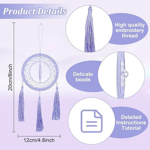 INFUNLY 3 Set DIY Dream Catcher Kit Make Your Own Dreamcatcher Hanging Ornament for Car Dream Catcher Rings Kit DIY Dream Catcher Making Kit Small Charms Pendant Home Wall Decor Bag Charm in Saudi Arabia