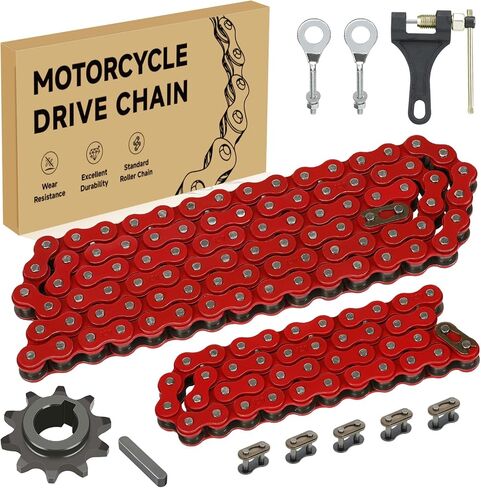 420 Gold Chain for Coleman Mini Bike CT200U CT200U-EX BT200X Baja Warrior Massimo MB200 MB165 Predator 212 196cc 200cc 6.5hp Engine Powersports Parts with 42 and 90 Links 420 Sprocket 10T in Saudi Arabia