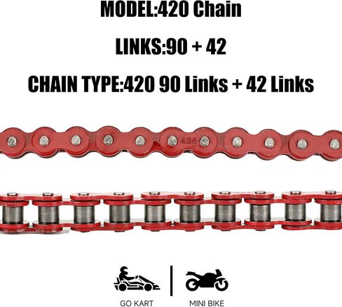 420 Gold Chain for Coleman Mini Bike CT200U CT200U-EX BT200X Baja Warrior Massimo MB200 MB165 Predator 212 196cc 200cc 6.5hp Engine Powersports Parts with 42 and 90 Links 420 Sprocket 10T in Saudi Arabia