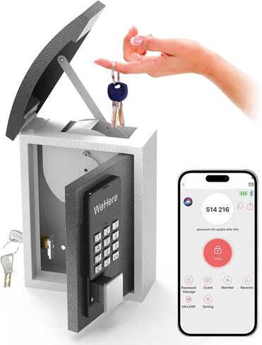 Key Lock Box with Drop Slot & Waterprood Lid, Porch Hide a Key Box Wall Mount, Smart Key LockBox for House Outside, Realtors, Apartment, Store, Multiple Unlocking Ways in Saudi Arabia