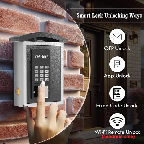 Key Lock Box with Drop Slot & Waterprood Lid, Porch Hide a Key Box Wall Mount, Smart Key LockBox for House Outside, Realtors, Apartment, Store, Multiple Unlocking Ways in Saudi Arabia