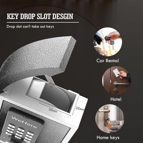Key Lock Box with Drop Slot & Waterprood Lid, Porch Hide a Key Box Wall Mount, Smart Key LockBox for House Outside, Realtors, Apartment, Store, Multiple Unlocking Ways in Saudi Arabia