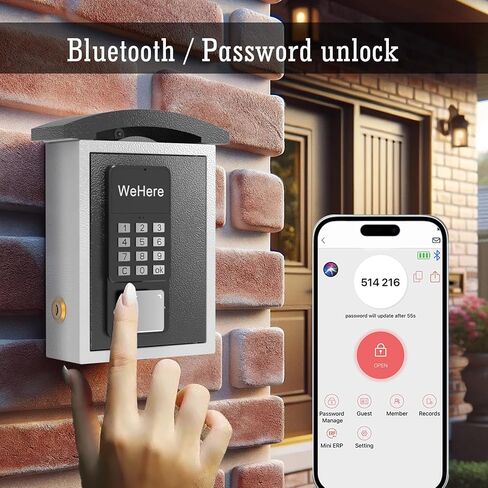 Key Lock Box with Drop Slot & Waterprood Lid, Porch Hide a Key Box Wall Mount, Smart Key LockBox for House Outside, Realtors, Apartment, Store, Multiple Unlocking Ways in Saudi Arabia