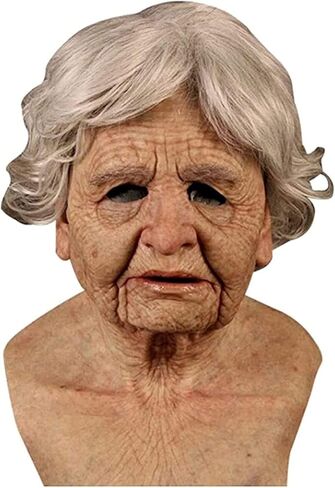 Demasko Halloween Realistic Old Man Wrinkle Full Head Mask Halloween Masquerade Party Props in Saudi Arabia