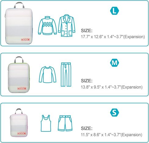 Cambond 4 Set Compression Packing Cubes White Bundle with 4 Set Compression Packing Cubes Black in Kuwait
