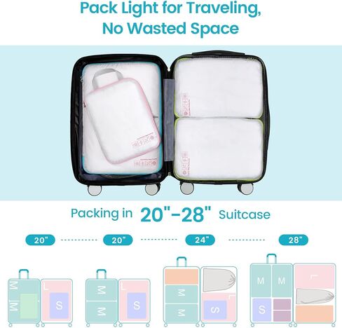 Cambond 4 Set Compression Packing Cubes White Bundle with 4 Set Compression Packing Cubes Black in Kuwait