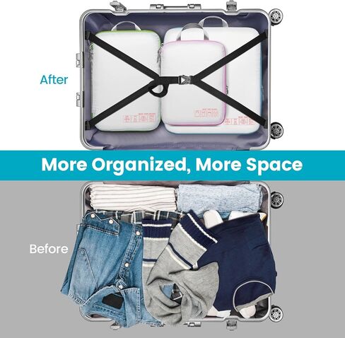 Cambond 4 Set Compression Packing Cubes White Bundle with 4 Set Compression Packing Cubes Black in Kuwait