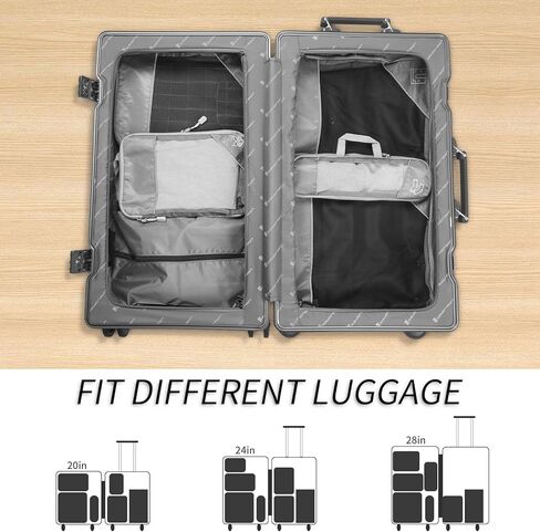 6 Set Compression Packing Cubes for Travel, Packing Cubes Organizers for Carry-on Luggage Suitcase Bags (grey) in Kuwait