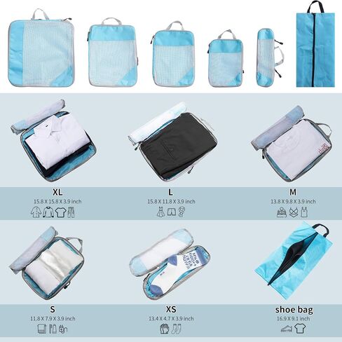 6 Set Compression Packing Cubes for Travel, Packing Cubes Organizers for Carry-on Luggage Suitcase Bags (grey) in Saudi Arabia