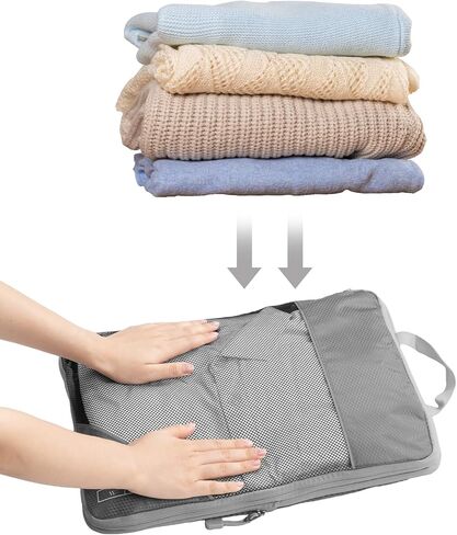 6 Set Compression Packing Cubes for Travel, Packing Cubes Organizers for Carry-on Luggage Suitcase Bags (grey) in Kuwait