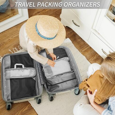 6 Set Compression Packing Cubes for Travel, Packing Cubes Organizers for Carry-on Luggage Suitcase Bags (grey) in Kuwait