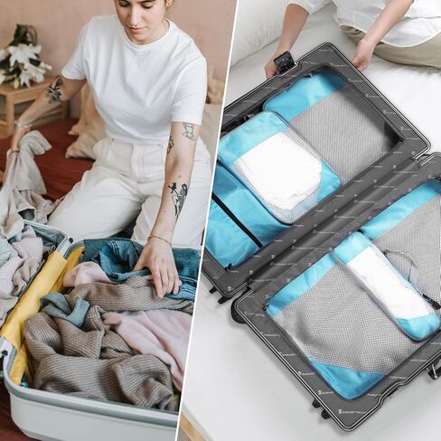 6 Set Compression Packing Cubes for Travel, Packing Cubes Organizers for Carry-on Luggage Suitcase Bags (grey) in Saudi Arabia