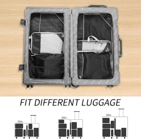 6 Set Compression Packing Cubes for Travel, Packing Cubes Organizers for Carry-on Luggage Suitcase Bags (grey) in Kuwait