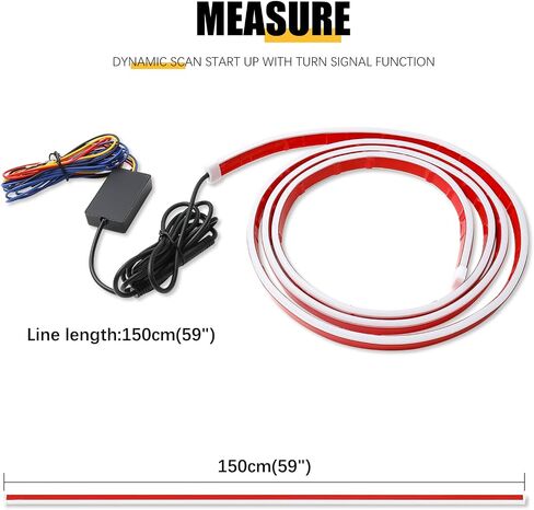 DREAMIZER 71 بوصة 12 فولت RGB أضواء LED للسيارة شريط إضاءة خارجي مرن، شريط إضاءة LED ديناميكي مقاوم للماء IP68 مع إشارة الانعطاف للسيارات والشاحنات SUV، التحكم في التطبيق in Kuwait