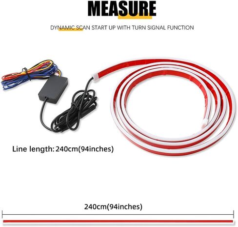 DREAMIZER 71 بوصة 12 فولت RGB أضواء LED للسيارة شريط إضاءة خارجي مرن، شريط إضاءة LED ديناميكي مقاوم للماء IP68 مع إشارة الانعطاف للسيارات والشاحنات SUV، التحكم في التطبيق in Kuwait