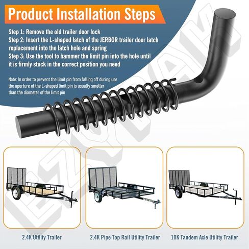 طقم إصلاح مزلاج زنبركي لبوابة المقطورة مكون من 4 قطع 819T للمقطورات المحمولة، يناسب طراز 5XI0LGW2K، 4X8NG، 5XI0LGW2K، 6X8GW13، 7X16HDLAND (قطر الدبوس 9/16 بوصة) in Kuwait