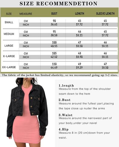 Women's Cropped Denim Washed Distressed Button Down Long Sleeve Jean Jacket Coats in Saudi Arabia