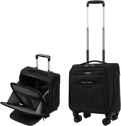 Underseat Carry on Luggage With Wheels Soft side Lightweight Business Travel Small Carry On Suitcases Bag with TSA lock for Airlines,Men and Women, Pilots and Crew,Jet Black in Saudi Arabia