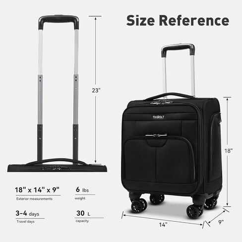 Underseat Carry on Luggage With Wheels Soft side Lightweight Business Travel Small Carry On Suitcases Bag with TSA lock for Airlines,Men and Women, Pilots and Crew,Jet Black in Saudi Arabia
