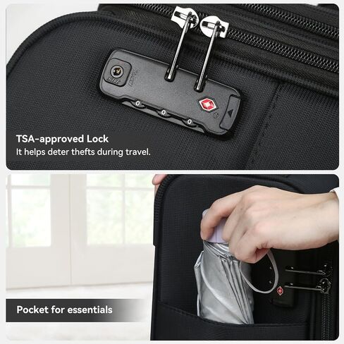 Underseat Carry on Luggage With Wheels Soft side Lightweight Business Travel Small Carry On Suitcases Bag with TSA lock for Airlines,Men and Women, Pilots and Crew,Jet Black in Saudi Arabia
