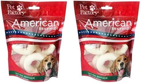 Pet Factory American Beefhide 3-3.5" Pretzels Dog Chew Treats - Natural Flavor, 4 Count/1 Pack in Saudi Arabia