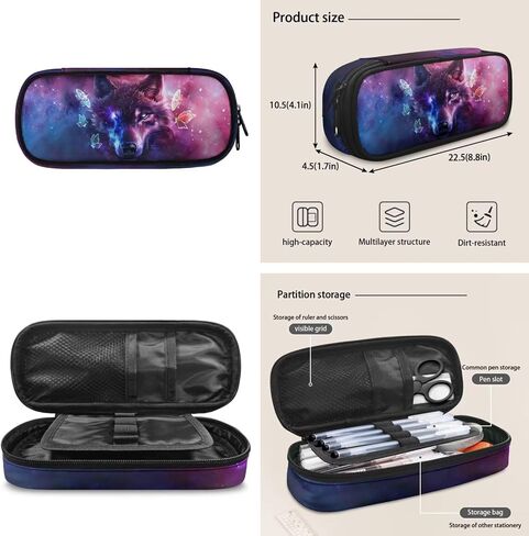 Wolf Galaxy Bookbag And Lunch Box Kids 5th Grade Girls School Backpack Aesthetic School Bookbag Purple Insulation Lunch Box Strap Pencil Case Large Capacity 3 Pieces in Kuwait